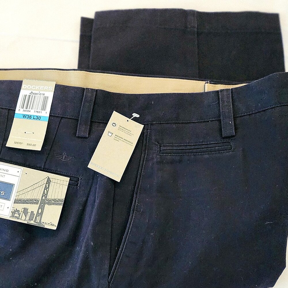 NWT Dockers Pants Mens Chinos Khakis Black Navy Green 36X30, 34X32, 32X30, 40X29